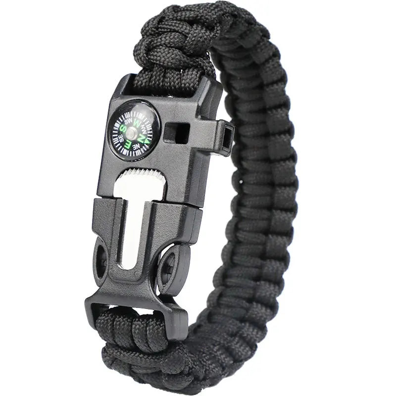 Survival Paracord Bracelet with Compass & Whistle - 2 Pack