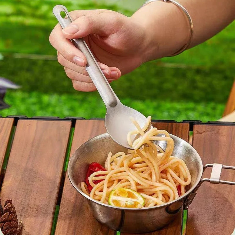 Titanium Camping Spork — Ultralight Outdoor Utensil for Hiking, Camping & Moto Touring
