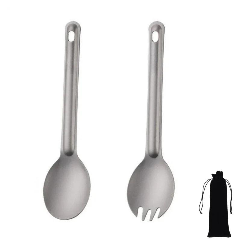 Titanium Camping Spork — Ultralight Outdoor Utensil for Hiking, Camping & Moto Touring