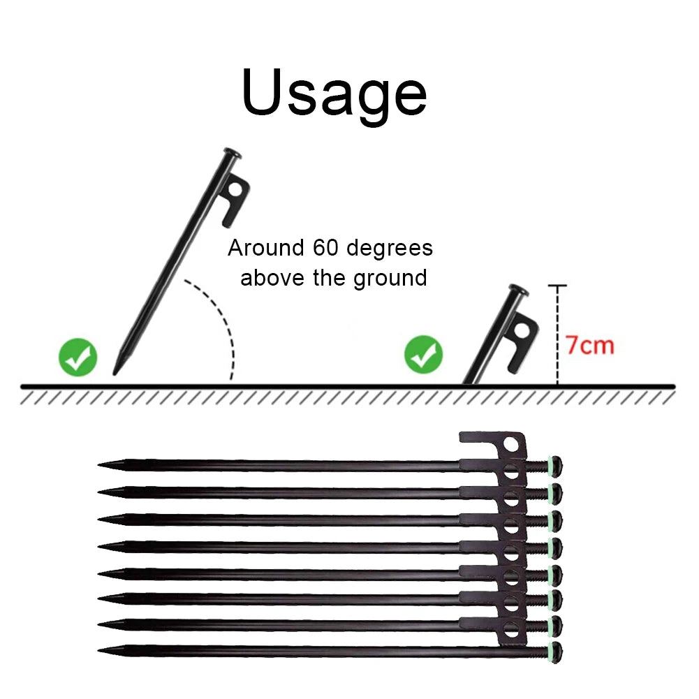11.8-Inch Steel Tent Stake Kit with Hammer & Reflective Guy Lines