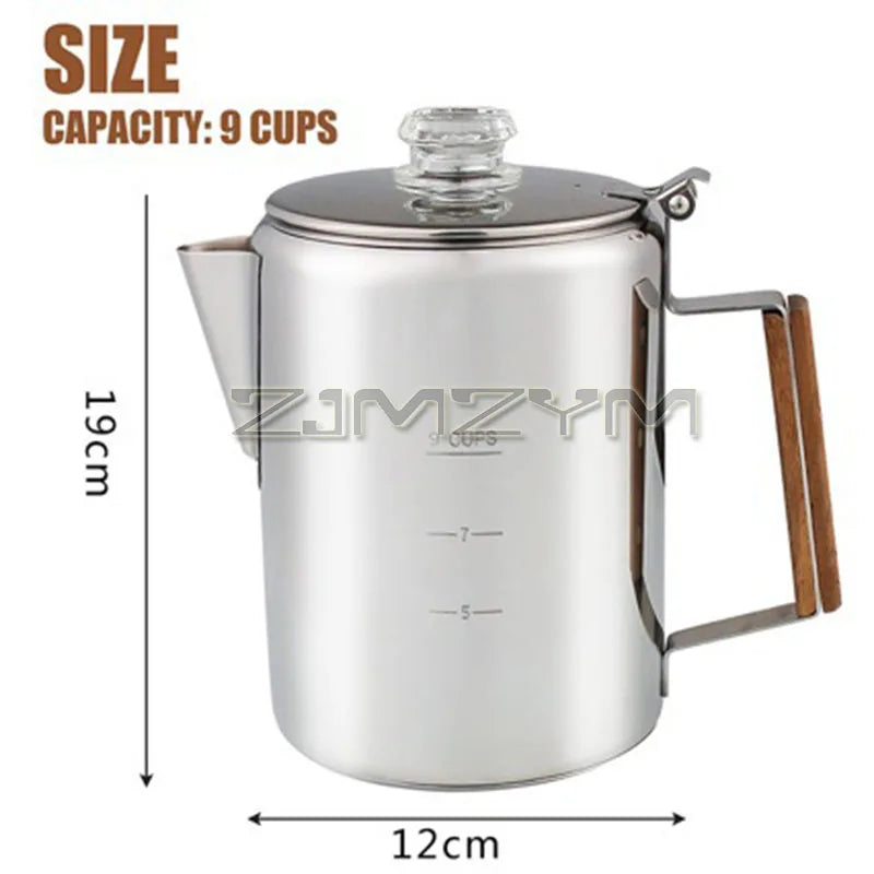 Stainless Steel Coffee Percolator, 9-Cup Stovetop Pot