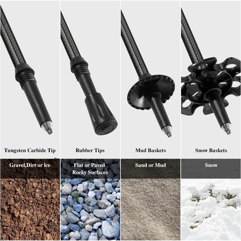 Carbon Fiber Trekking Poles with Anti-Shock - Pair
