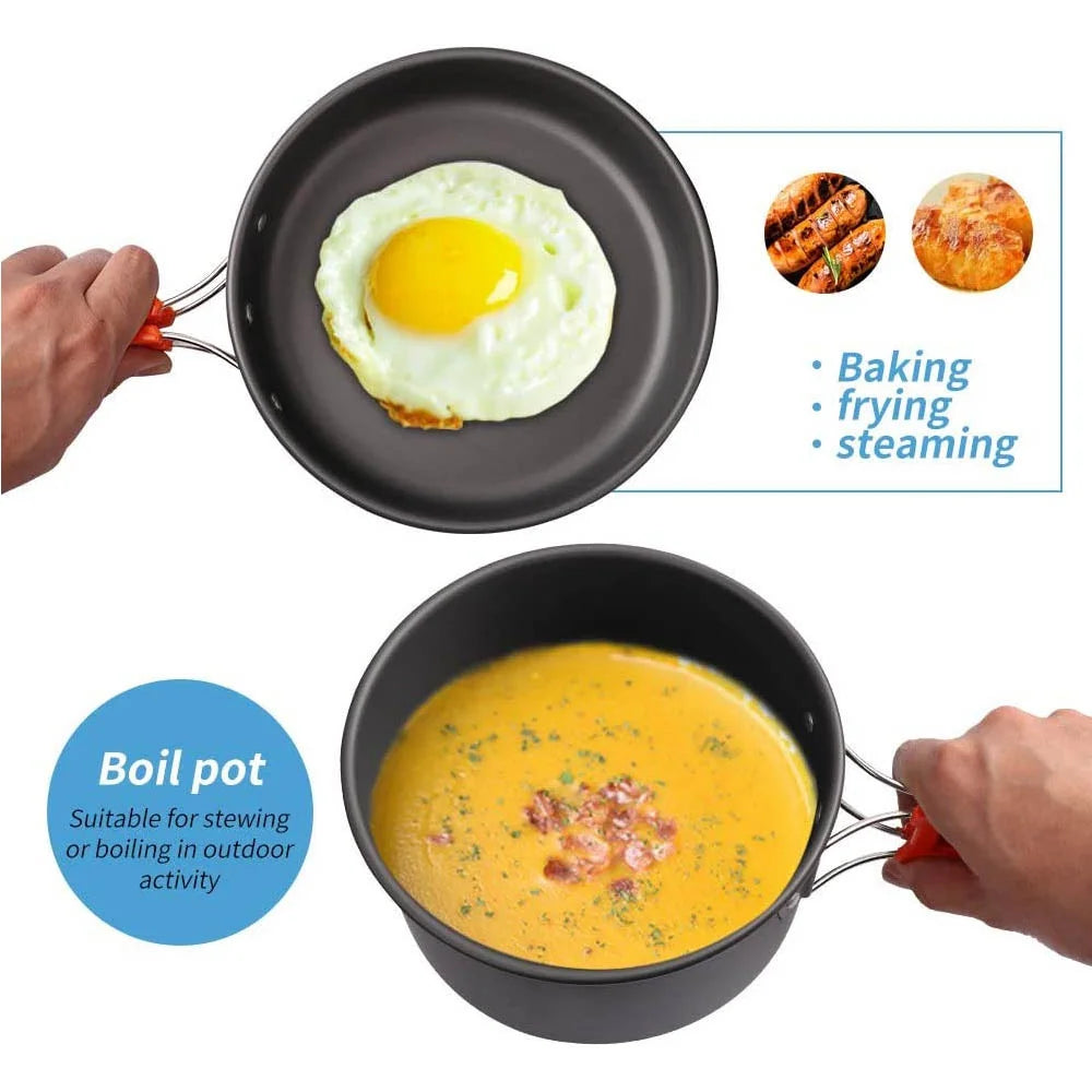 Camping Cookware Set with Folding Handles