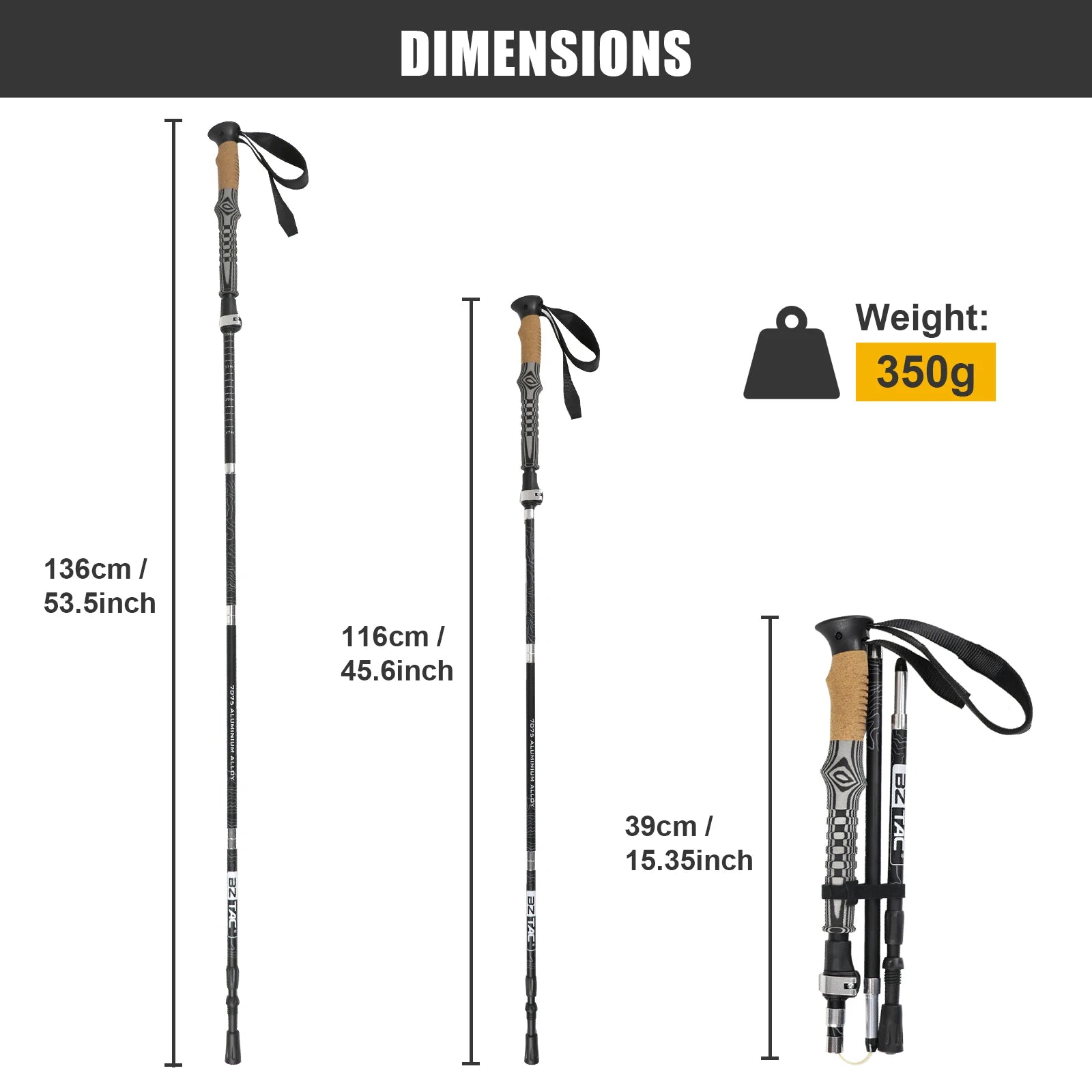 Foldable Trekking Poles – Lightweight Aluminum, Adjustable & Shock-Absorbing