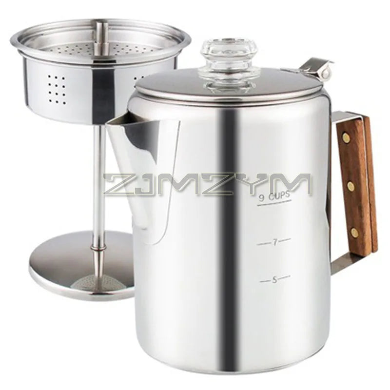 Stainless Steel Coffee Percolator, 9-Cup Stovetop Pot