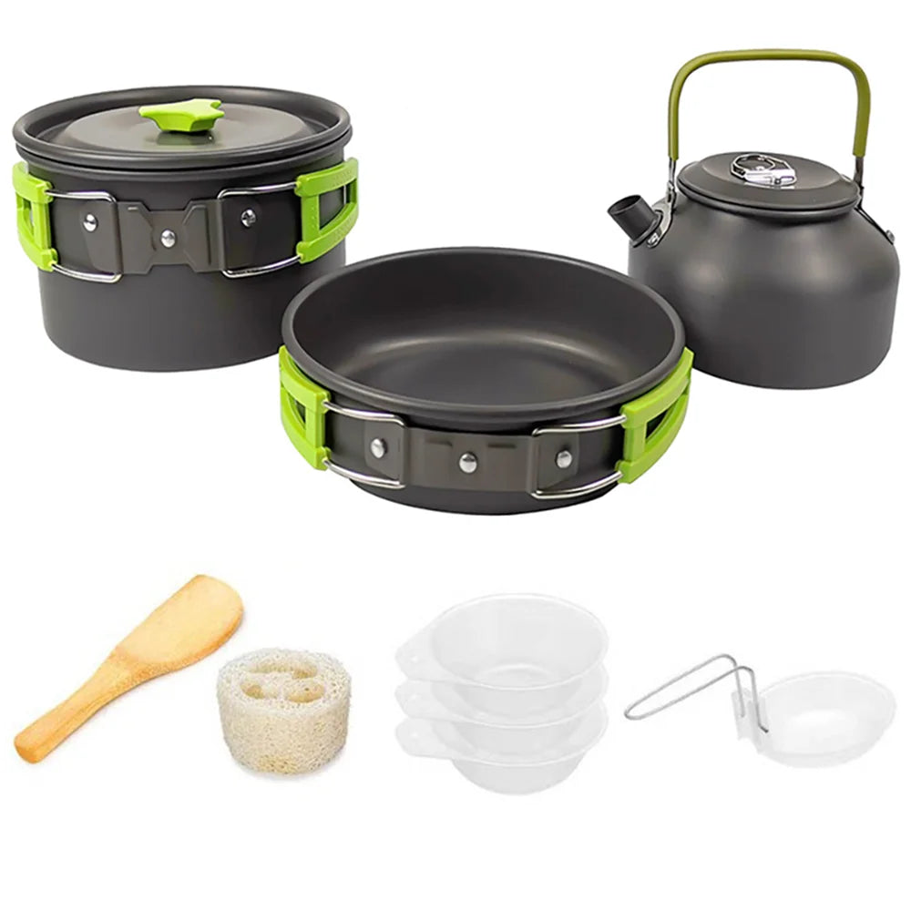 Camping Cookware Set with Folding Handles