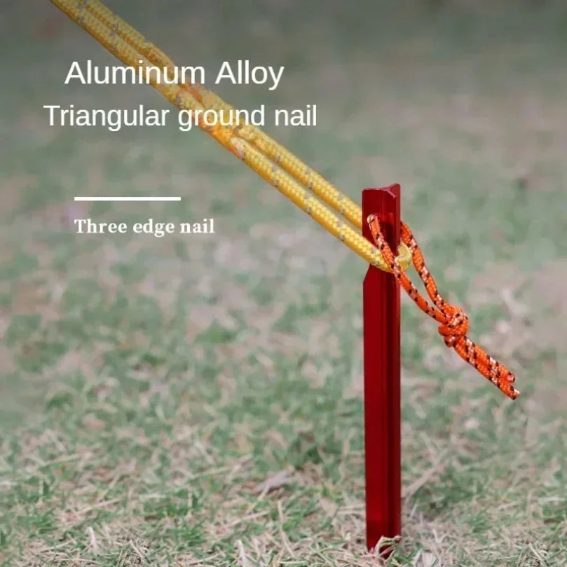 Aluminum Tent Stakes 10-Pack with Reflective Rope – 18cm Camping Pegs