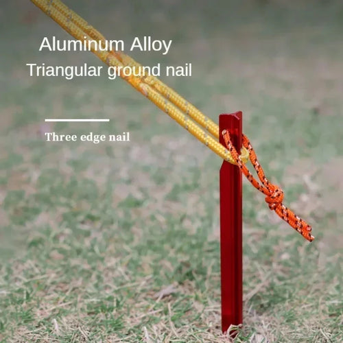 Aluminum Tent Stakes 10-Pack with Reflective Rope – 18cm Camping Pegs