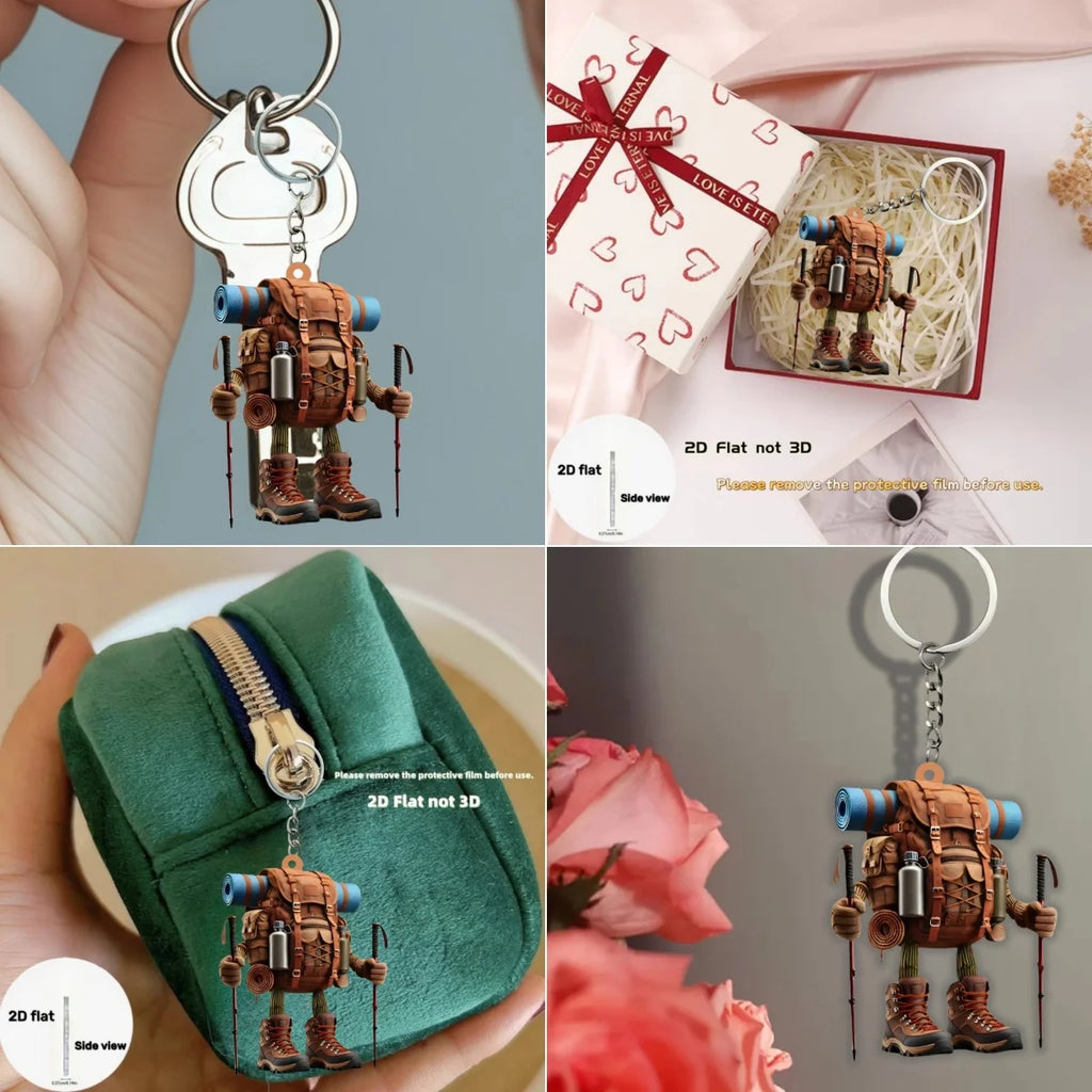 Hiking Backpack Acrylic Charm – Flat Hanging Ornament