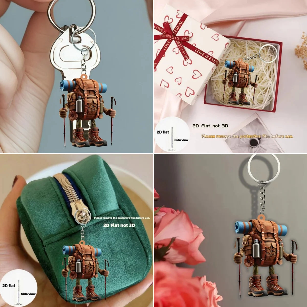 Hiking Backpack Acrylic Charm – Flat Hanging Ornament