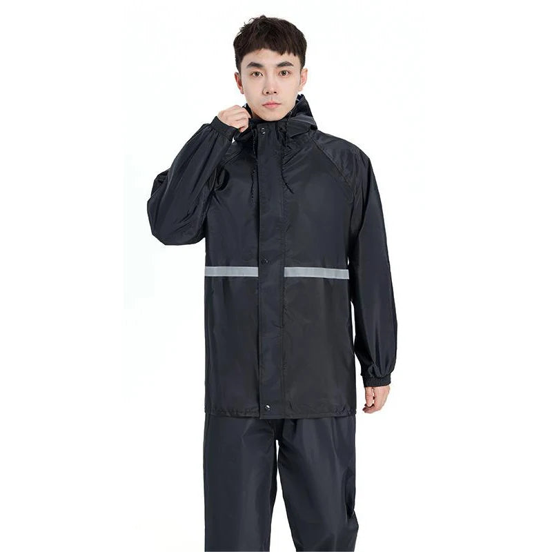 2-Piece Motorcycle Rain Suit with Reflective Strips