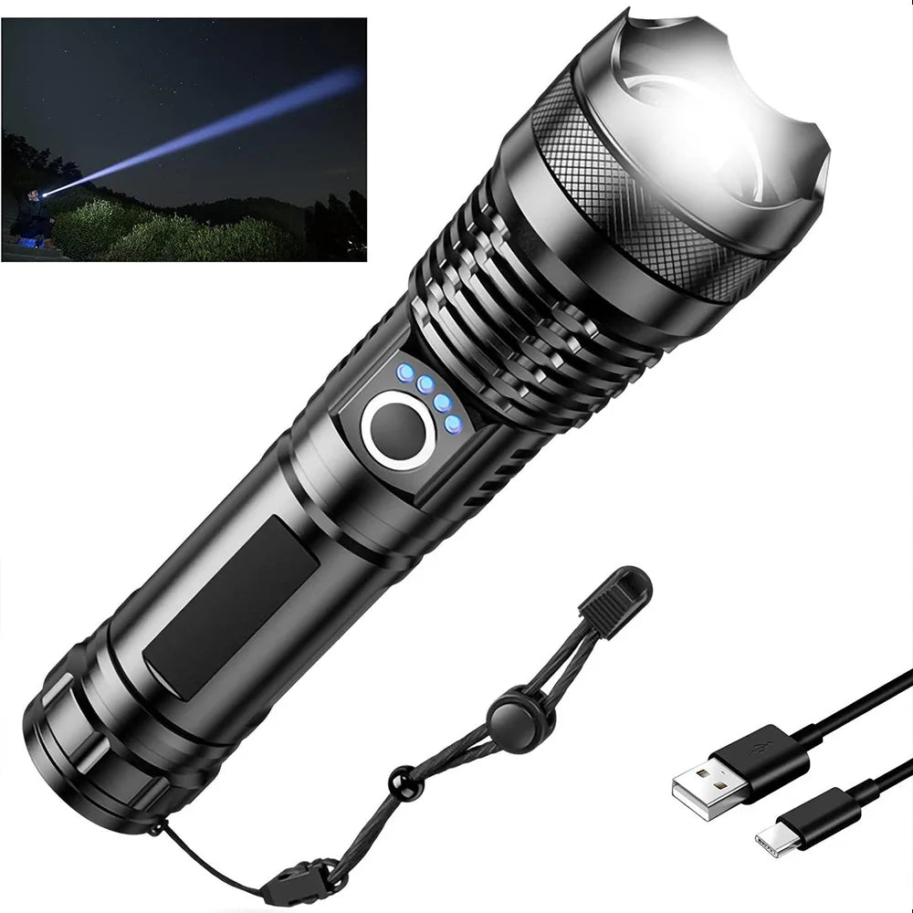 BERCOL Rechargeable Flashlight — 30W LED, IPX6 Waterproof, 5 Modes