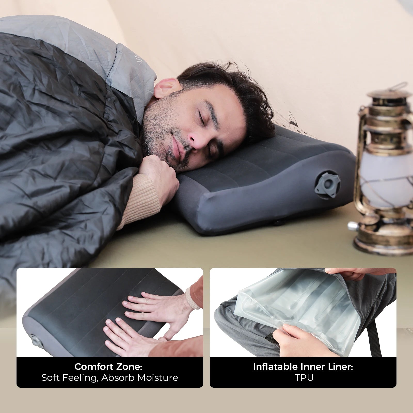 Flextail Inflatable Camping Pillow – Ergonomic, Lightweight & Washable