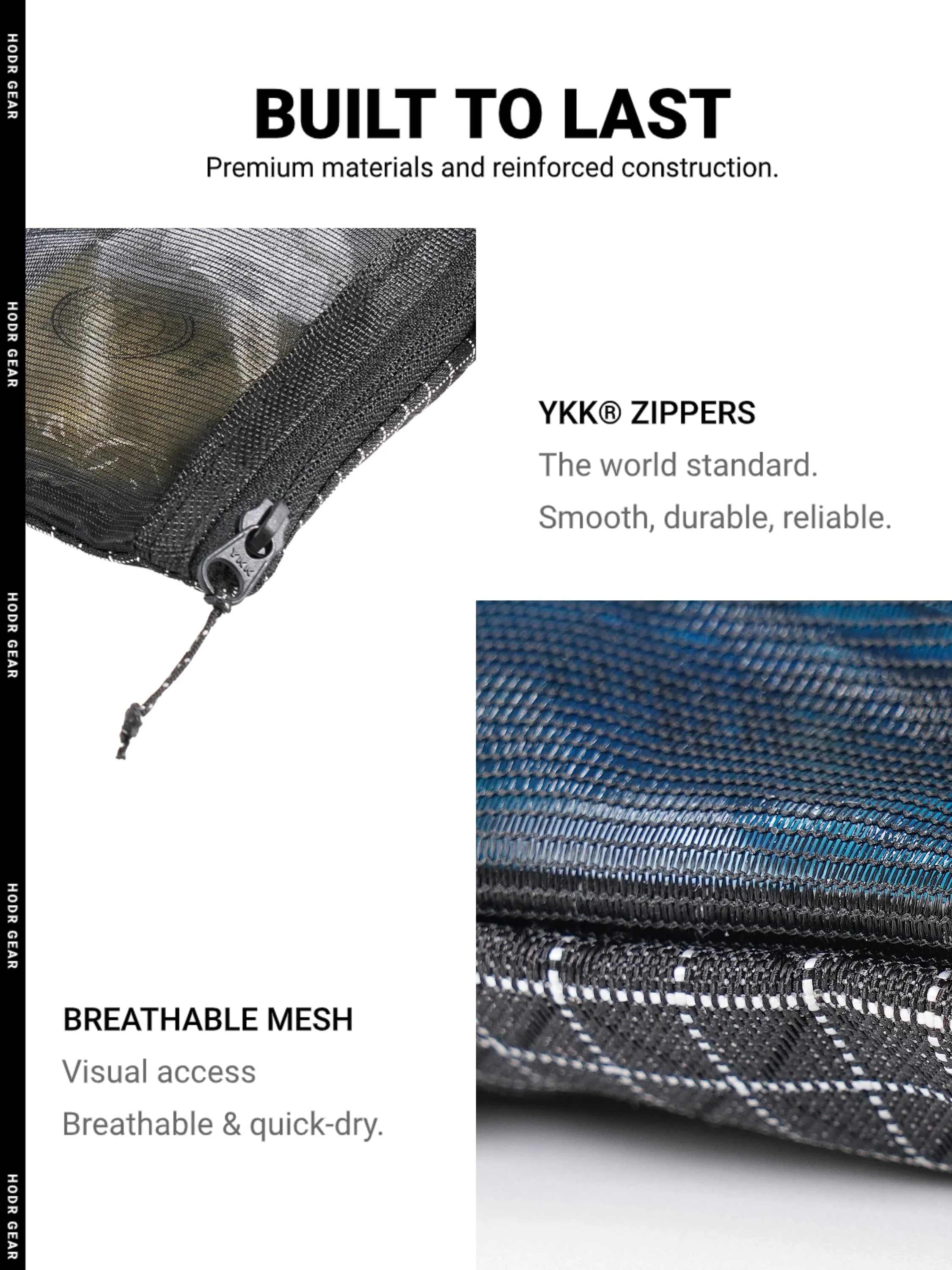 HODR GEAR Ultralight Organizer – 35g UHMWPE Gridstop Roll-Up Pouch with YKK Zippers