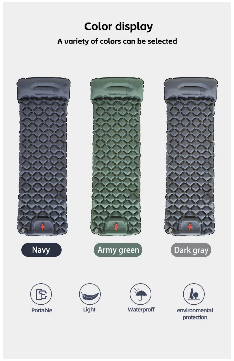 Self-Inflating Camping Mat with Pillow for Moto-Camping