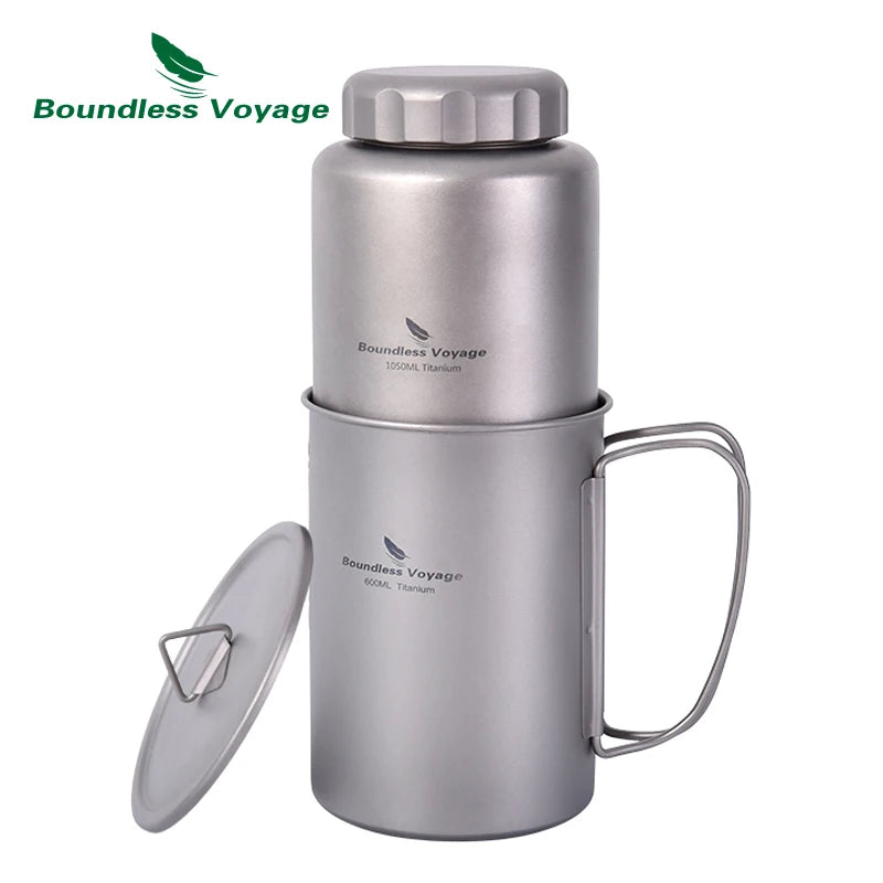 Boundless Voyage Titanium Water Bottle – 600ml & 1050ml | Camping & Cycling Canteen
