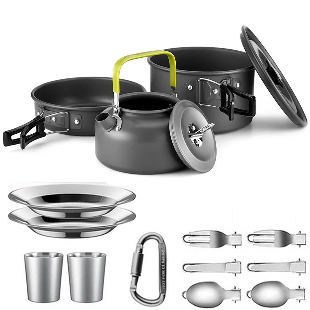 Camping Cookware Set with Folding Handles