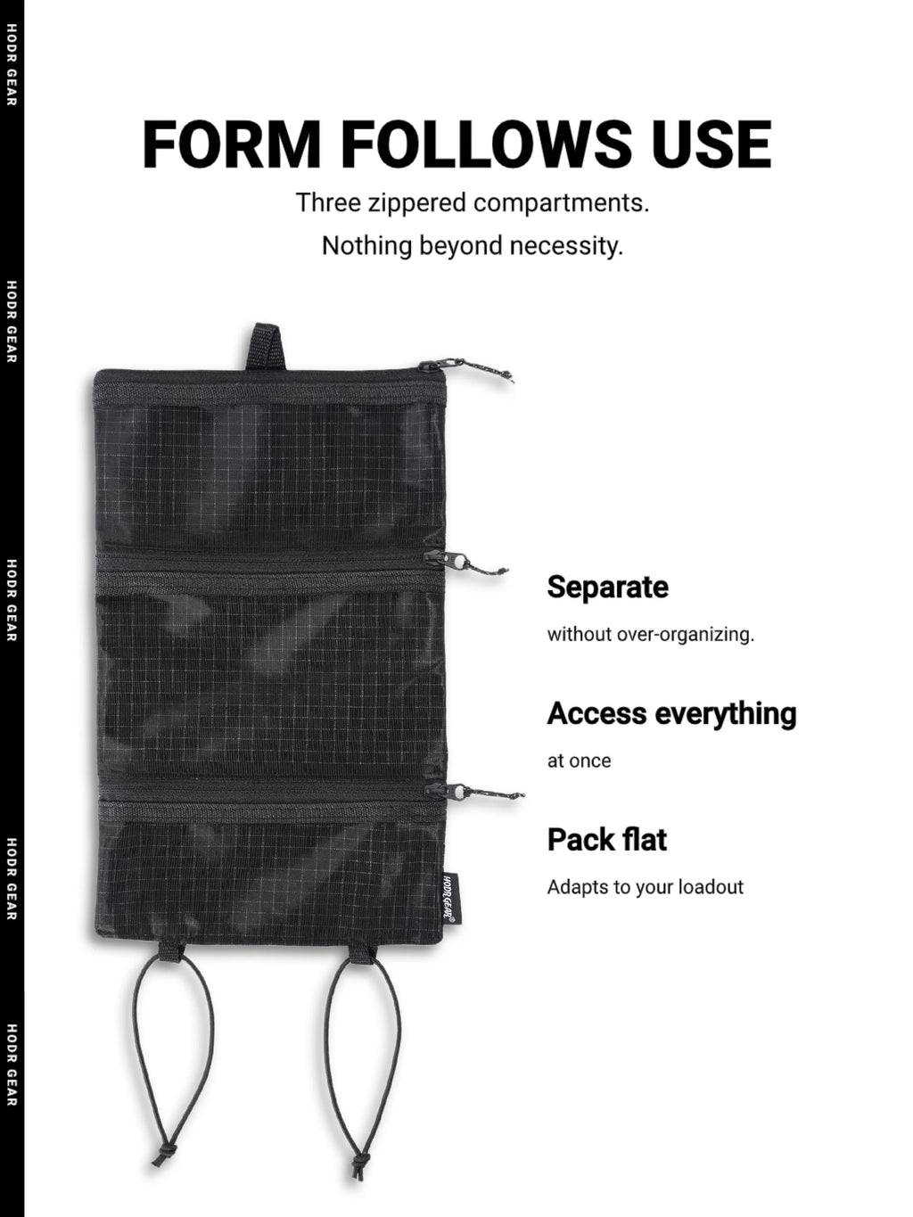 HODR GEAR Ultralight Organizer – 35g UHMWPE Gridstop Roll-Up Pouch with YKK Zippers