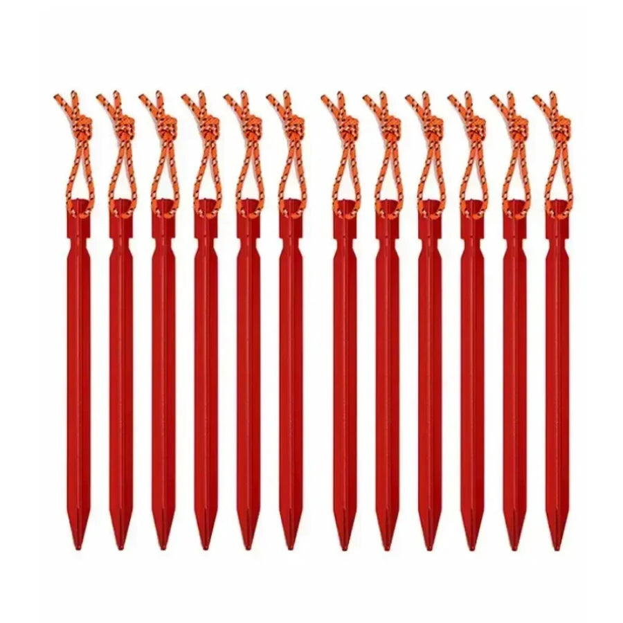 Aluminum Tent Stakes 10-Pack with Reflective Rope – 18cm Camping Pegs