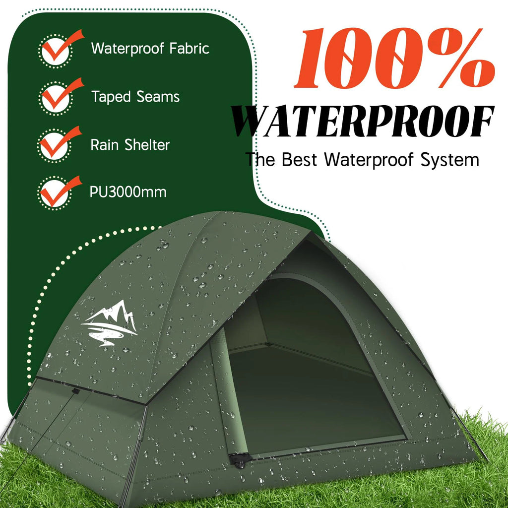 Waterproof 3-4 Person Tent  with Removable Rainfly