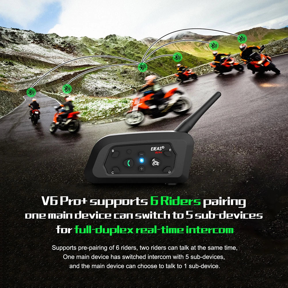 EJEAS V6 PRO+ Motorcycle Helmet Intercom