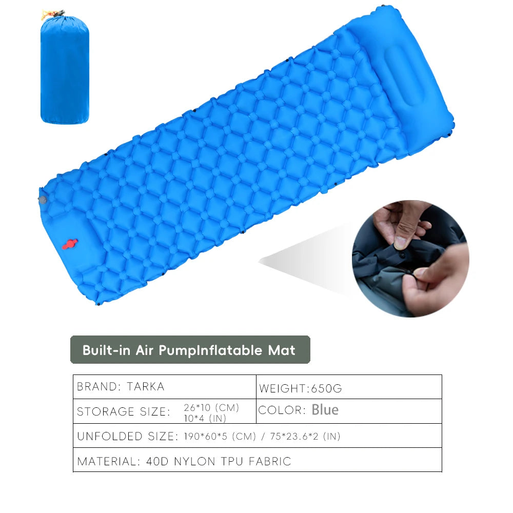 Self-Inflating Camping Mat with Pillow for Moto-Camping
