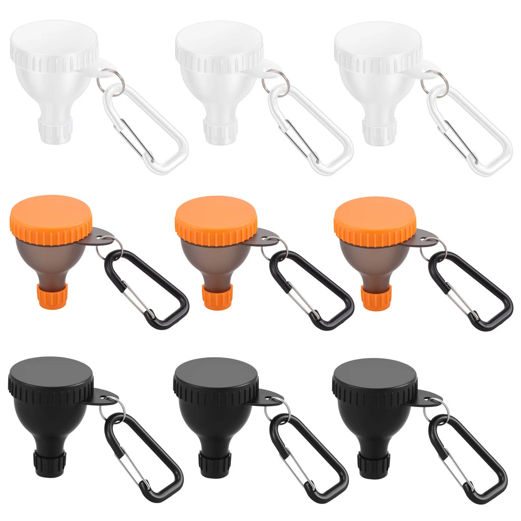 9Pcs Protein Powder Funnel Set 50ml Portable Mini Protein Powder Bottle Carabiner & Reinforced Cap for Workout Fitness Traveling