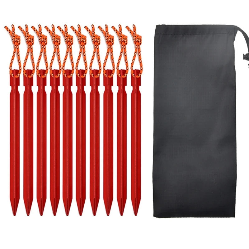 Heavy Duty Aluminum 10-Pack  Camping Pegs for Tents, Tarps & Canopies