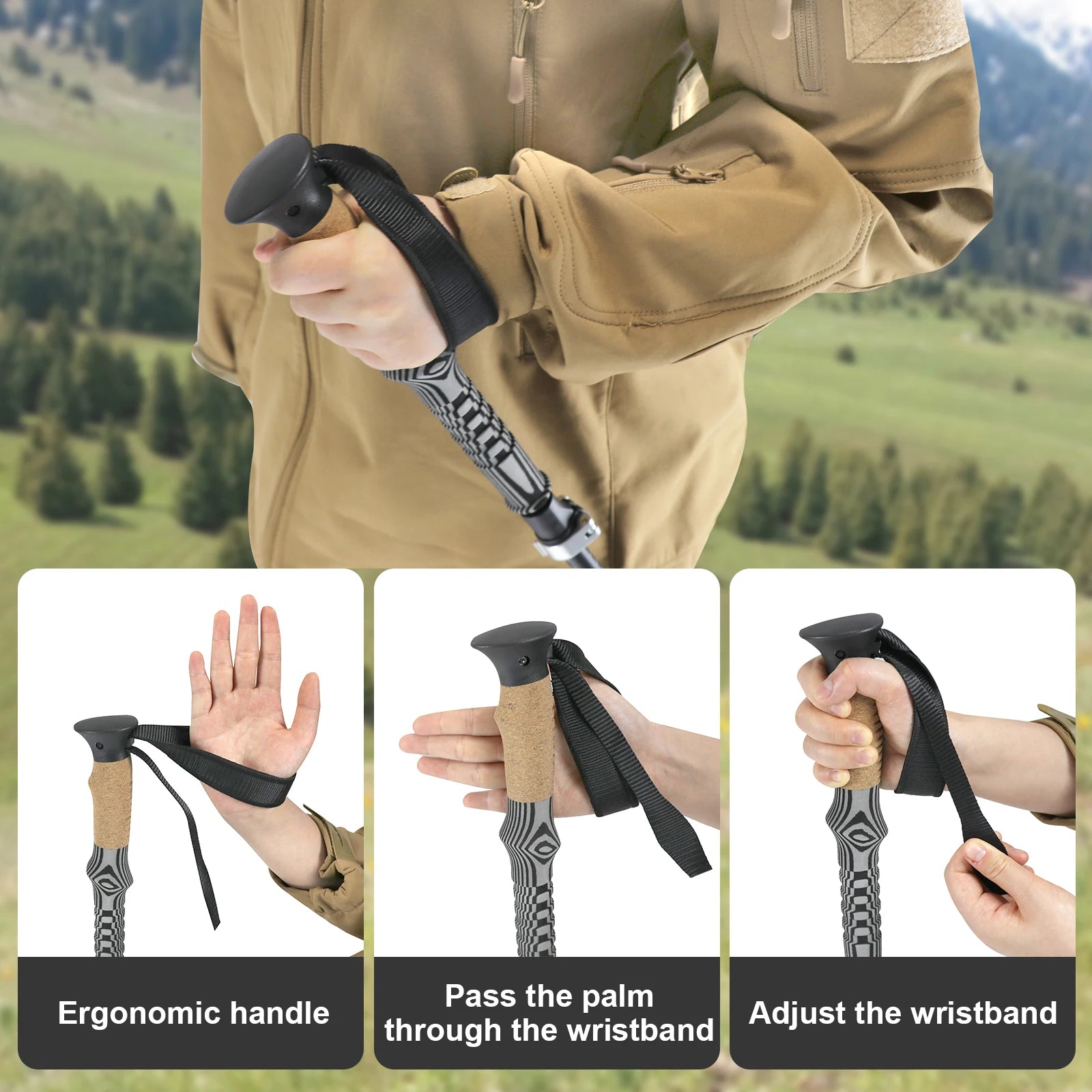 Foldable Trekking Poles – Lightweight Aluminum, Adjustable & Shock-Absorbing