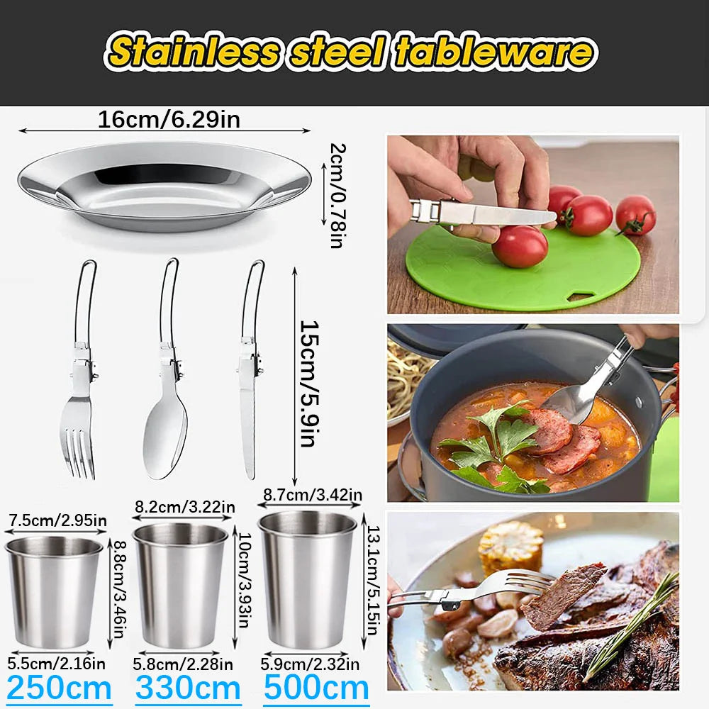 Camping Cookware Set with Folding Handles