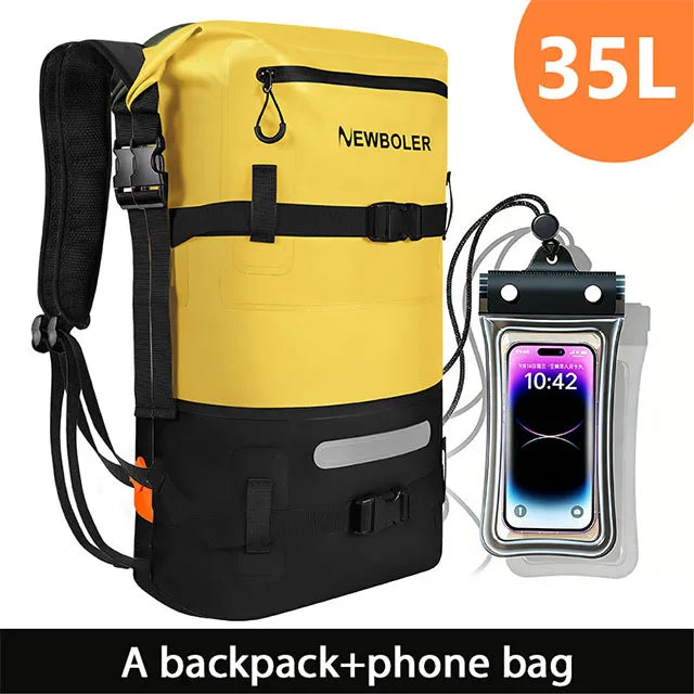 35L Waterproof Dry Bag – PVC Roll-Top Backpack for Motorcycle, Kayak, Rafting & Camping
