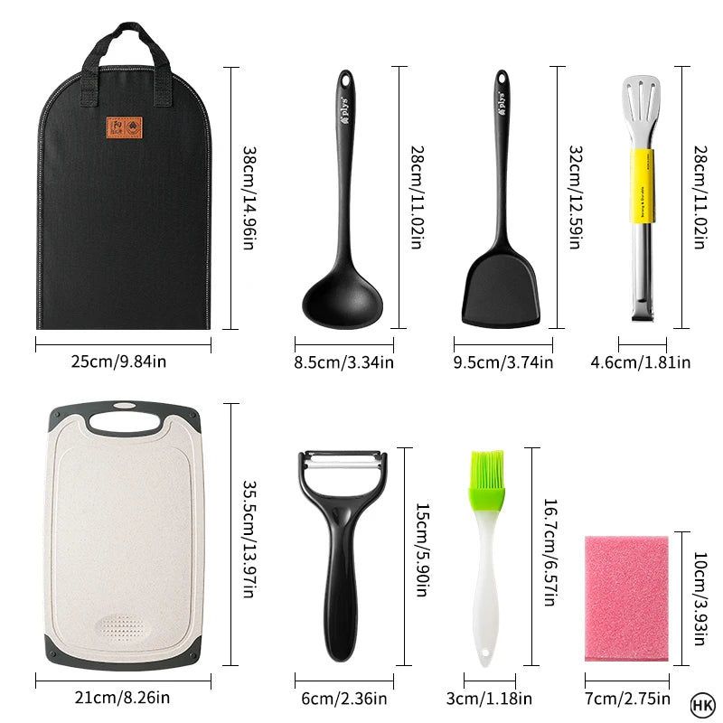 Camping Cookware & Cutlery Storage Bag — Handheld Organizer for Outdoor Cooking