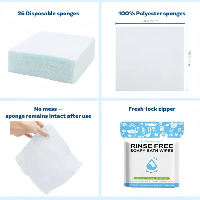 25-Pack Rinse-Free Soap Wipes