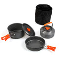 3-Piece Camping Cookware Set - Pot, Pan & Teapot with Bag
