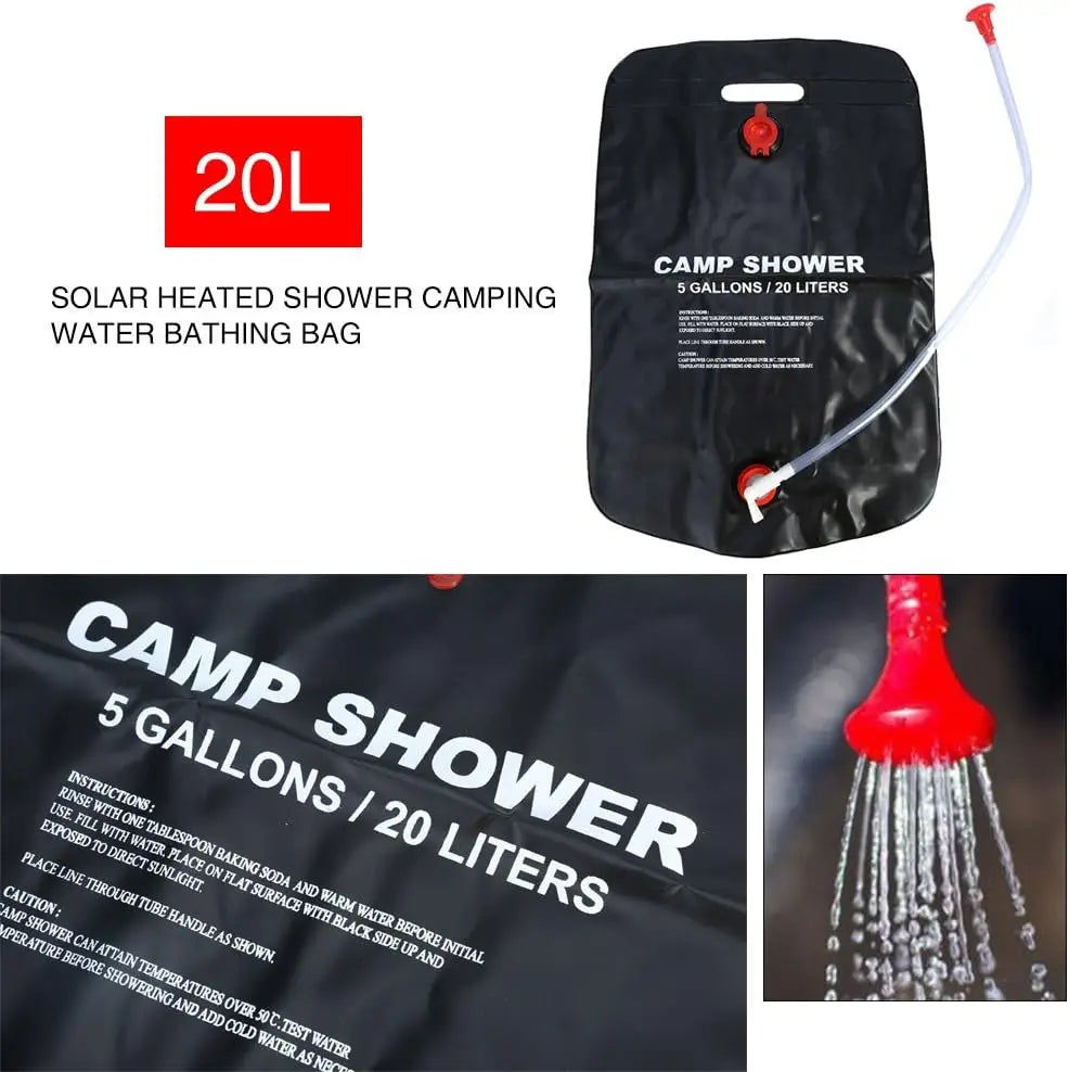 Camping Shower Bag — 20L Portable Shower for Hiking & Moto Camping
