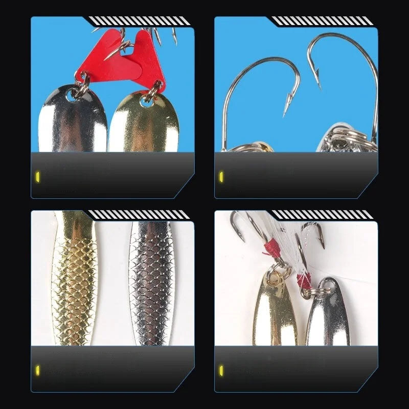 16 Piece Metal Spinner Lure kit with Storage Box