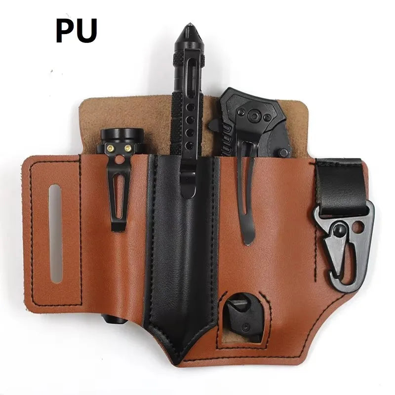 PU Leather Belt Tool Pocket – Multifunctional EDC Pouch for Outdoor & Camping