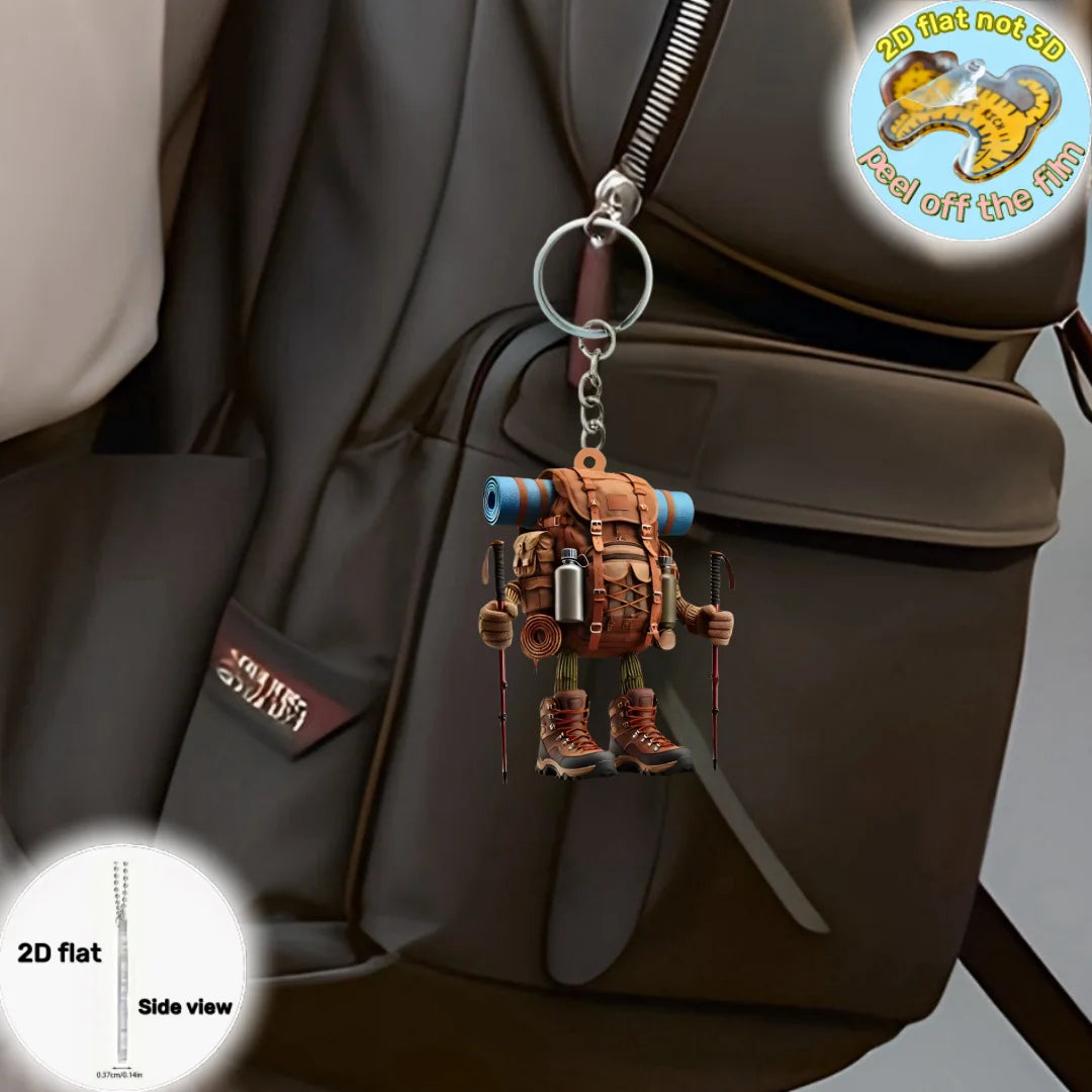 Hiking Backpack Acrylic Charm – Flat Hanging Ornament