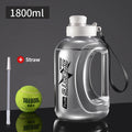 Large Capacity Sport Water Bottle with Straw & Strap – BPA-Free, 1.8L / 2.8L