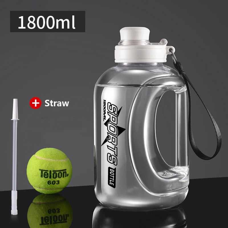 Large Capacity Sport Water Bottle with Straw & Strap – BPA-Free, 1.8L / 2.8L