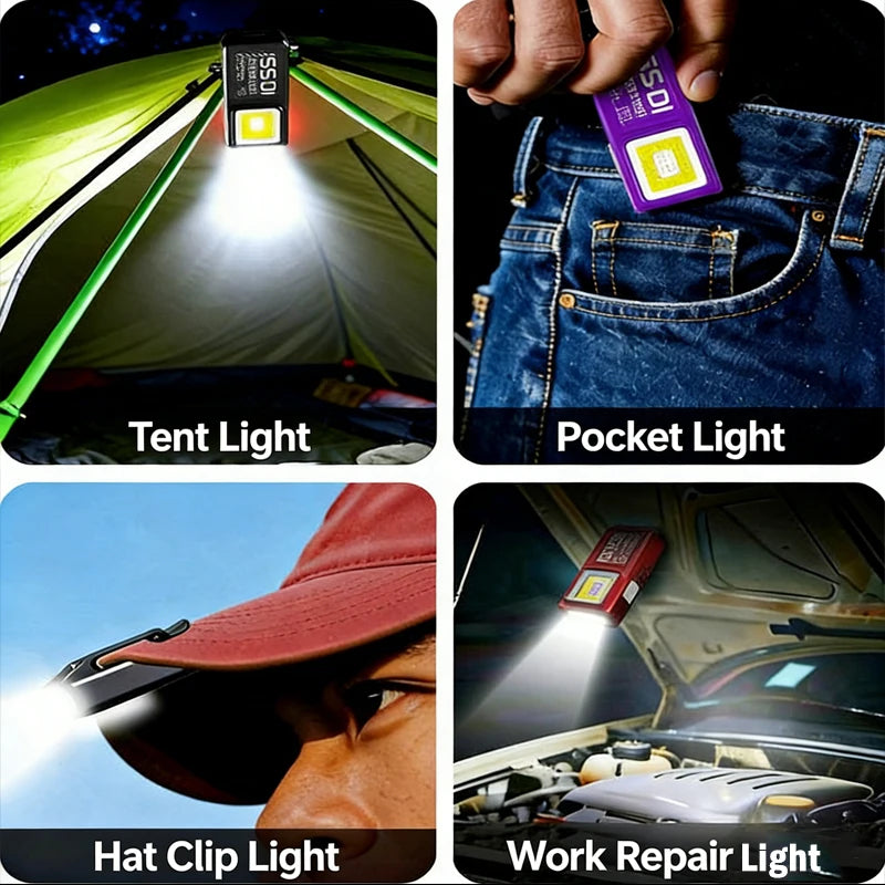 Compact LED Flashlight - Rechargeable Magnetic Clip Light