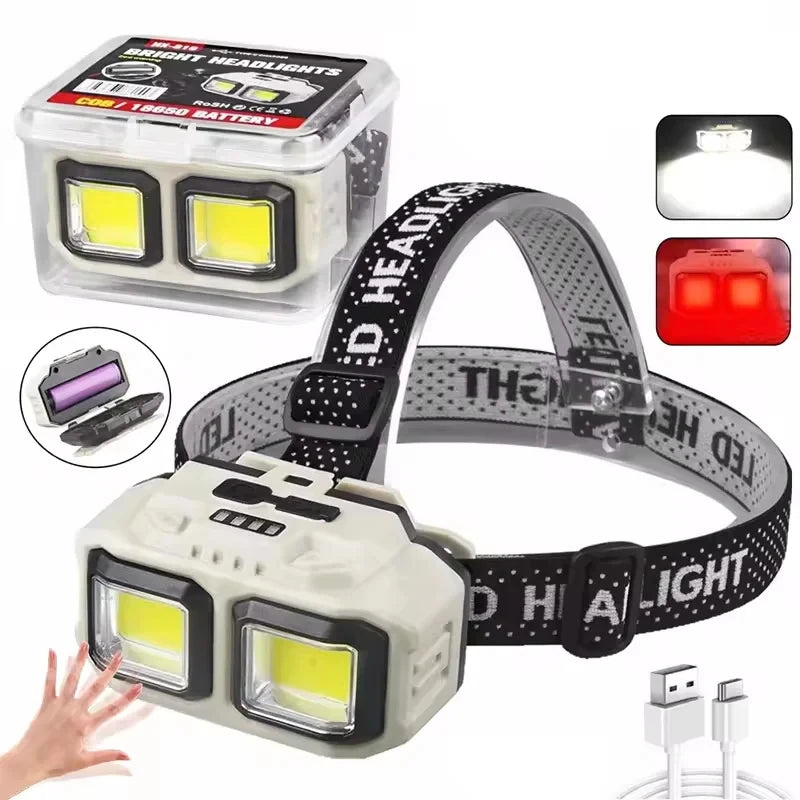 USB Rechargeable LED Headlamp -  with Motion Sensor