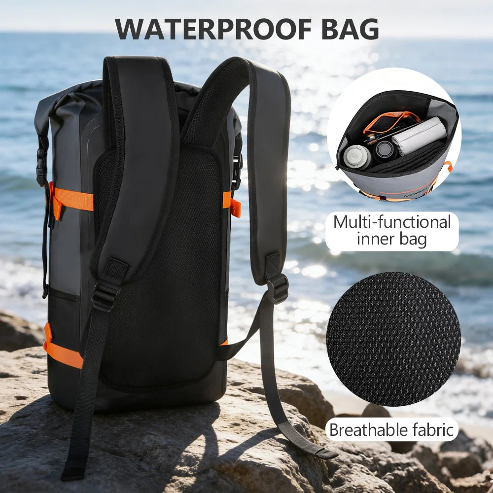 35L Waterproof Dry Bag – PVC Roll-Top Backpack for Motorcycle, Kayak, Rafting & Camping