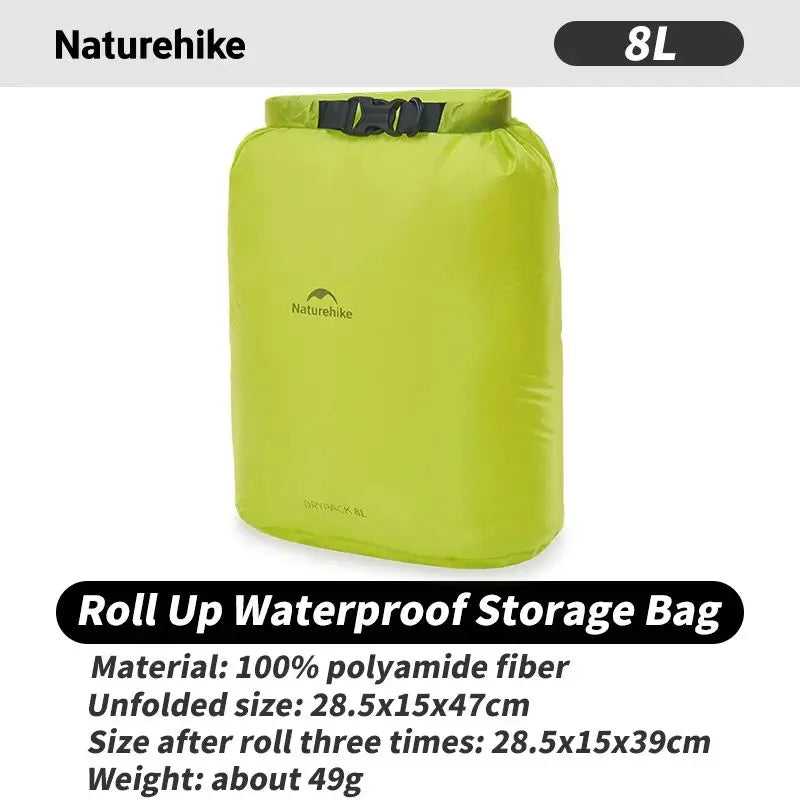 Naturehike Waterproof Dry Bag – Compression Roll-Top Sack for Kayaking, Rafting & Camping (2L / 4L / 8L)