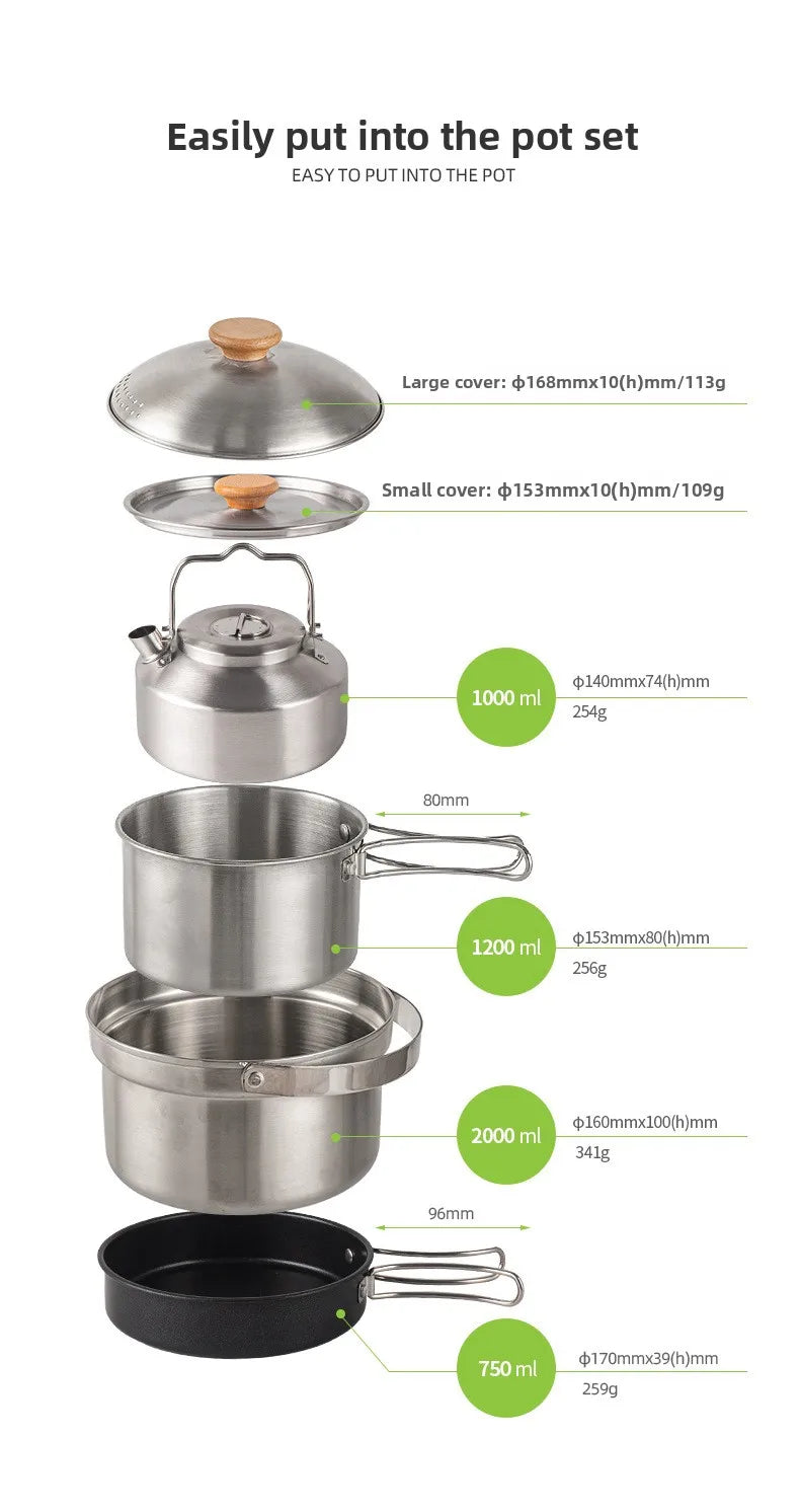 Stainless Steel Camping Kettle with Locking Handle