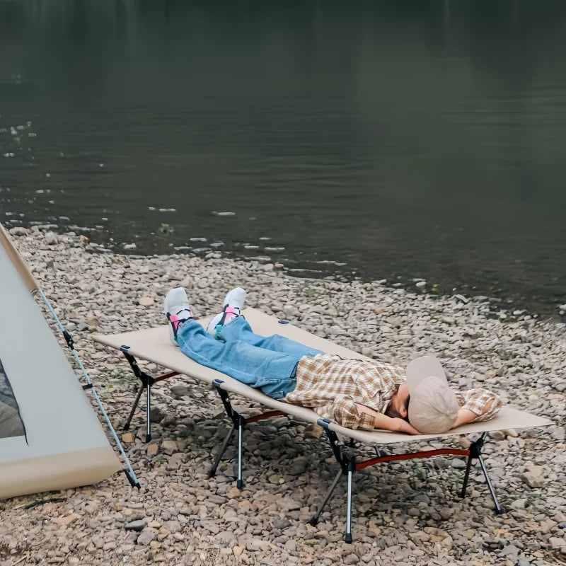 Portable Folding Camp Cot — Lightweight Aluminum, 330 lb Capacity, High & Low Positions