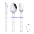 4-Piece Stainless Steel Camping Utensil Set — Lightweight Fork, Spoon & Cutter for Hiking & Outdoor Dining