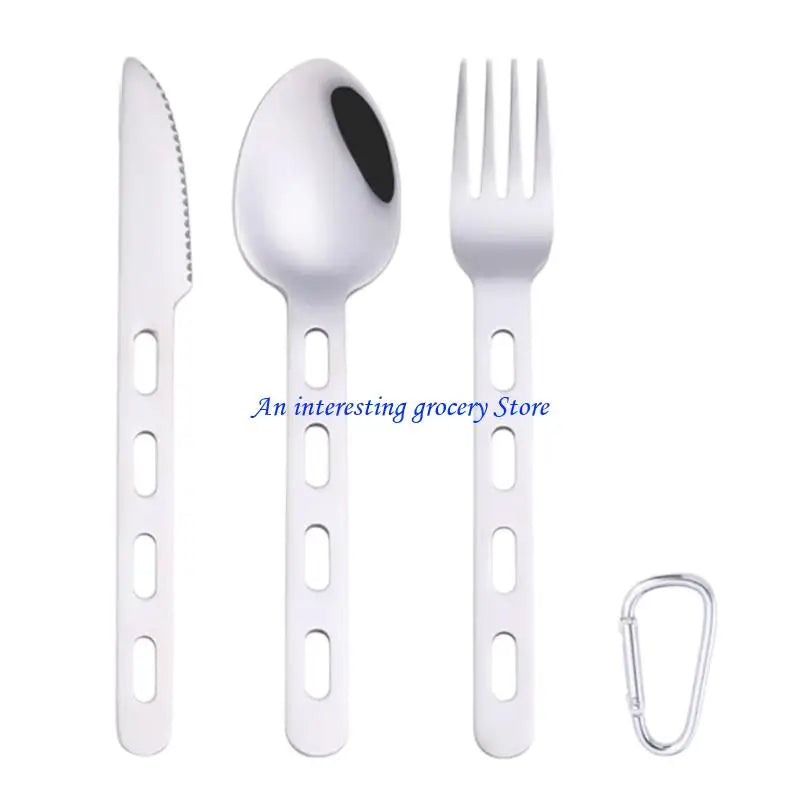 4-Piece Stainless Steel Camping Utensil Set — Lightweight Fork, Spoon & Cutter for Hiking & Outdoor Dining