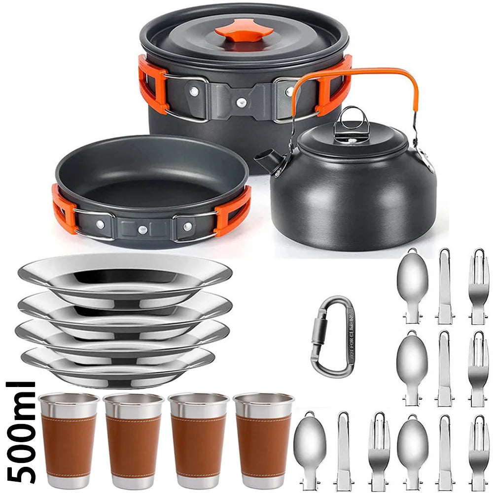Camping Cookware Set with Folding Handles
