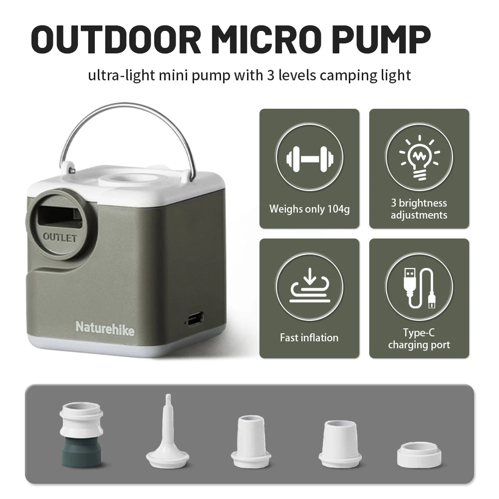 Naturehike Wind-Air Electric Pump – 2400mAh USB Rechargeable